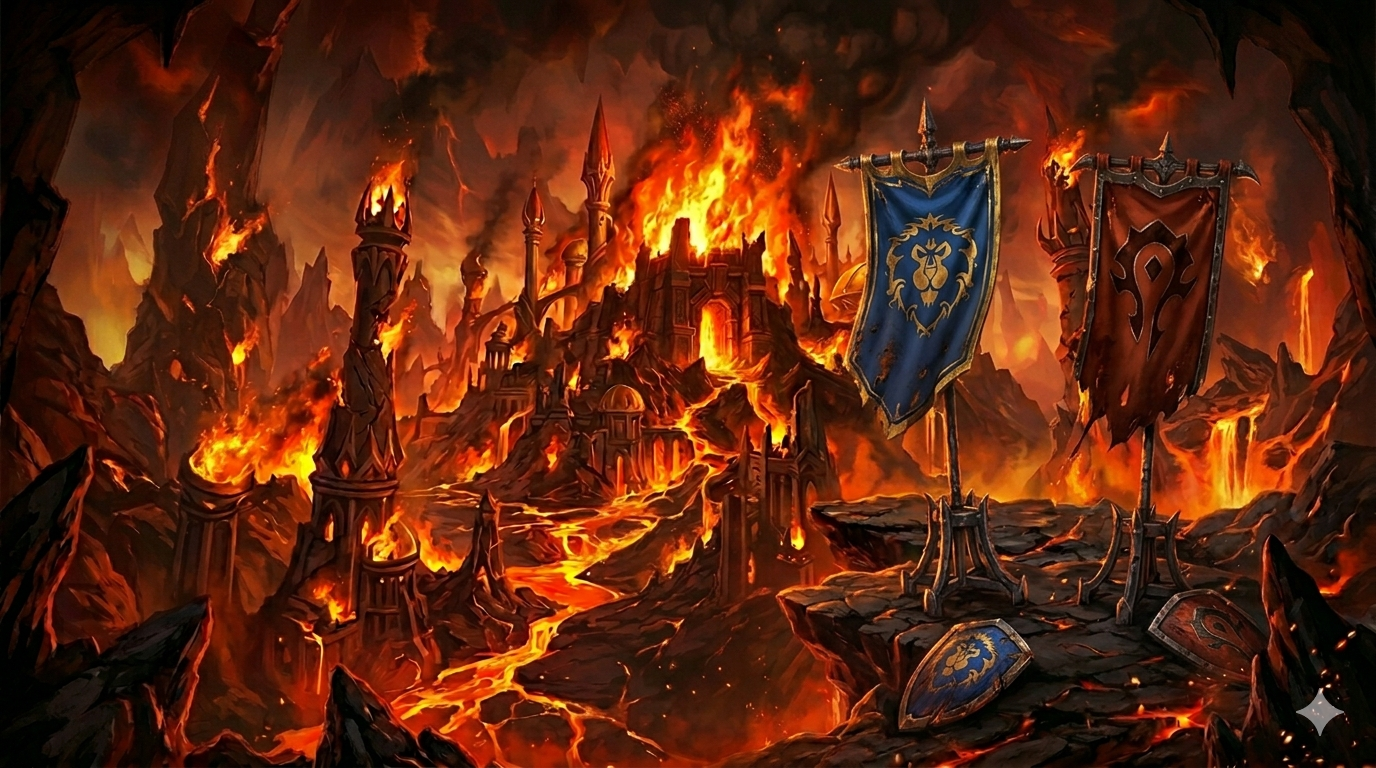 Episches dunkles Fantasy-Dungeon mit feurigem Portal